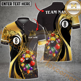 Maxcorners Billiard Golden Flame 8-Ball Pool Multicolor Options Personalized Name, Team Name 3D Shirt
