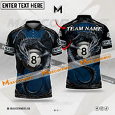 Maxcorners Billiard Dragon 8-Ball Multicolor Options Personalized Name, Team Name 3D Polo Shirt