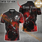 Maxcorners Gear With Skull-Themed Bowling Jersey Multicolor Option Customized Name, Team Name 3D Polo Shirt