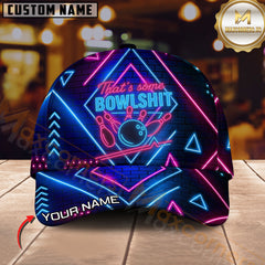 Maxcorners Bowling Neon Strike Multicolor Personalized Name 3D Cap