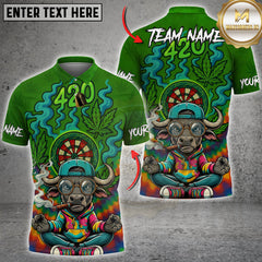 Maxcorners Darts 420 Smoking Buffalo Zen Cartoon Personalized Name 3D Unisex Shirt