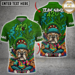 Maxcorners Darts 420 Smoking Bulldog Zen Cartoon Personalized Name 3D Unisex Shirt