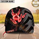 Maxcorners Bowling Ball & Pins King Crown Jersey Sport Multicolor Personalized Name 3D Cap