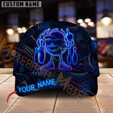 Maxcorners Bowling Neon Ball Champion Multicolor Personalized Name 3D Cap