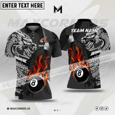 Maxcorners Billiards Dragon Flame Fire Multicolor Option Personalized Name 3D Polo (4 Colors)