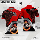 Maxcorners Billiards 8 Ball Flame Fire Multicolor Option Personalized Name 3D Polo (4 Colors)
