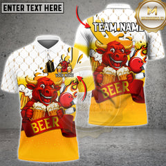 Maxcorners Bowling Cheers Bull Beer Multicolor Customized Name, Team Name 3D Shirts