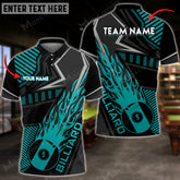 Maxcorners Billiards 9 Ball Multicolor Customized Name And Team Name 3D Polo Shirt (4 Colors)