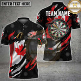 Maxcorners Darts Canada Flame Flag Personalized Name 3D Unisex Shirt