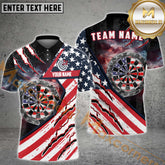 Maxcorners Darts American Flag Patriot Customized Name, Team Name 3D Polo Shirt