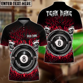 Maxcorners Billiard Ball 8 Blood Vein Skull Multicolor Options Personalized Name, Team Name 3D Polo Shirt (6 Colors)
