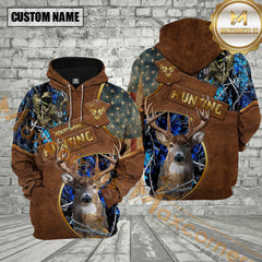 Maxcorners Premium Deer Hunter Blue Camouflage 3D Full Print Hoodie Best Gift For Hunter