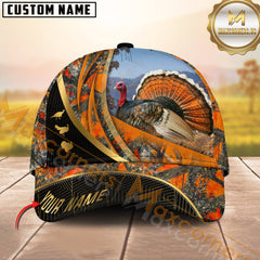 Maxcorners Golden Hunting Orange Camouflage Personalized Name 3D Cap (Deer/Moose/Boar/Elk/Turkey/Duck)