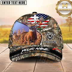 Maxcorners Patriotic Buck Camo Hunting Cap Multicolor Pattern Personalized 3D Cap