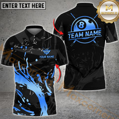 Maxcorners Billiard Golden Splash 8-Ball Pool Multicolor Customized Name, Team Name 3D Shirts