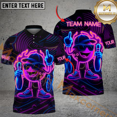 Maxcorners Bowling Neon Flame Multicolor Customized Name, Team Name 3D Shirts