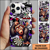 Maxcorners Darts Funny Monkey Confused Question Mark Graffiti Personalized Name 3D Phone Case