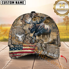 Maxcorners Cross America Hunting Moose Crack Camo Pattern Multicolor Option Personalized Cap