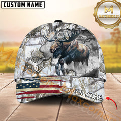 Maxcorners Cross America Hunting Moose Crack Camo Pattern Multicolor Option Personalized Cap