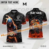 Maxcorners Billiards 8 Ball Skull Halloween Multicolor Options Personalized Name, Team Name 3D Polo Shirt (6 Colors)