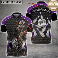 Maxcorners Bowling Skeleton Gunman Multicolor Customized Name, Team Name 3D Shirts