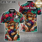 Maxcorners Bowling Graffiti Monkey Bowling Ball Street Art Multicolor Customized Name, Team Name 3D Shirt
