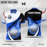 MaxCorners Customized Name Art Color Fire Golf Ball Multicolor Custom 3D Polo Shirt (4 Colors)