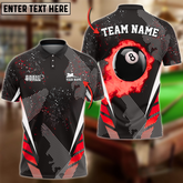 Maxcorners Billiard Ball 8 Dream Tournament Multicolor Options Personalized Name, Team Name 3D Polo Shirt (6 Colors)