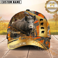 Maxcorners Golden Hunting Orange Camouflage Personalized Name 3D Cap (Multioption)