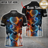 Maxcorners Bowling Flame And Water DNA Personalized Name, Team Name 3D Shirt