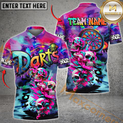 Maxcorners Darts Skull Neon Graffiti Personalized Name, Team Name 3D Shirt