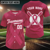 Maxcorners Custom Pink Ribbon Baseball Jerseys For Men Breast Cancer Awareness Baseball Shirt LM1109