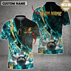 Maxcorners Bowling Lightning Strike Fire Multicolor Options Personalized Name, Team Name 3D Shirt (4 Colors)