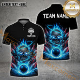 Maxcorners Bowling Shirt – Fire Skull and Pins Style, Multicolor Options Personalized Name, Team Name 3D Shirt (4 Colors)