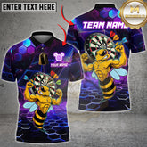Maxcorners Darts Angry Bee Hex Neon Pattern Multicolor Options Personalized Name, Team Name 3D Shirt (4 Colors)