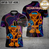Maxcorners Bowling Bear Crossed Arms Neon Style Multicolor Options Personalized Name, Team Name 3D Shirt (4 Colors)