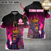 Crowned Monkey Dart Shirt with Pink Background – Personalized Name Team Dart Jersey 3D Design for Champions