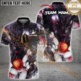 Maxcorners Bowling Shirt Demon Strike Lightning Multicolor Options Personalized Name, Team Name 3D Shirt (4 Colors)