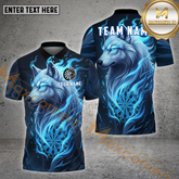 Maxcorners Darts Shirt Flame Arctic Wolf Graphic Multicolor Options Personalized Name, Team Name 3D Shirt (4 Colors)