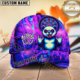 Maxcorners Darts Neon Angry Panda Rock n' Roll Street Style Pattern Multicolor Option Personalized Name 3D Cap (4 Colors)