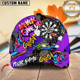 Maxcorners Darts “Never Give Up” Street Style Pattern Multicolor Option Personalized Name 3D Cap (4 Colors)