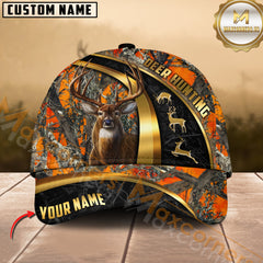 Custom Deer Hunting Hat Orange Camo with Buck and Antlers Graphic – Personalized Name Outdoor Hunter Cap