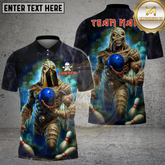 Maxcorners Bowling Mummy Green Smoke Pins Multicolor Options Personalized Name, Team Name 3D Shirt (4 Colors)