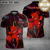 Maxcorners Creepy Bear Bowling Neon Glow Multicolor Options Personalized Name, Team Name 3D Shirt (4 Colors)
