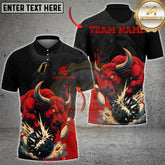 Maxcorners Bowling Shirt Bull Power Multicolor Options Personalized Name, Team Name Unisex 3D Shirt (4 Colors)
