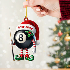 Maxcorners Billiard Santa Ball Christmas Ornament, Personalized Ornament 2D Flat LM2211