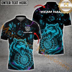 Maxcorners Darts Neon Wolf Dart Multicolor Customized Name, Team Name 3D Shirts