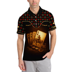 Maxcorners Custom Name Cowboy Poker Polos, Texas Hold Em Shirts, Funny Poker T-Shirt For Men'sLM1009