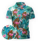 Maxcorners Flamingo Tropical Bigfoot Mode Golf Polo Shirt