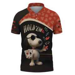 Maxcorners Hold Em Snoopy Custom Name Poker Shirt - Funny Chip Tee - Casino Gift for PlayersLM1009